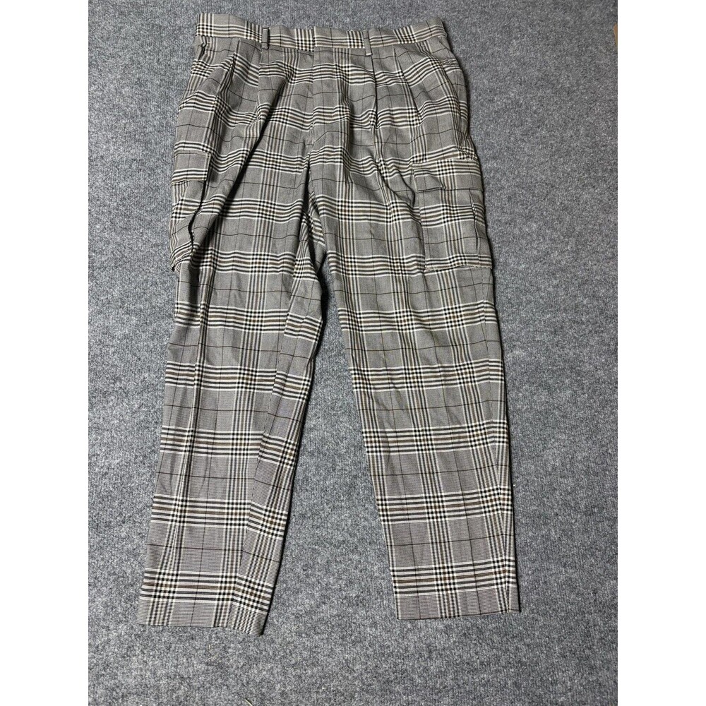 Topman Dress Pants Mens 38x28 Brown Plaid Tweed Regular Fit Stretch Business